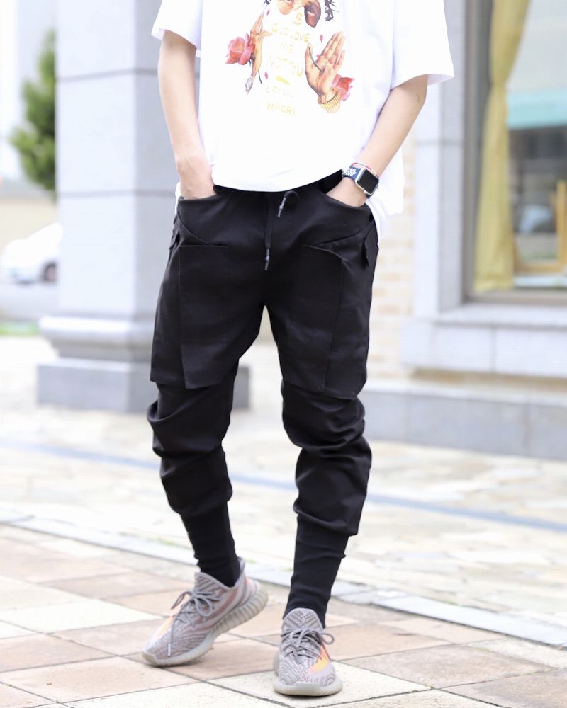 メンズ ジョガーパンツ カーゴパンツ 細身 ブラック 黒 韓国 XL 通販